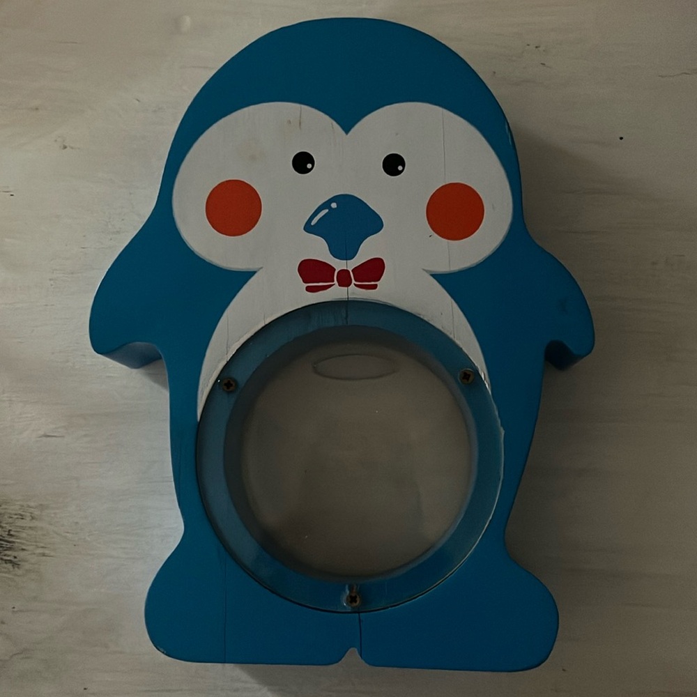1980’s wooden Penguin kids piggy bank